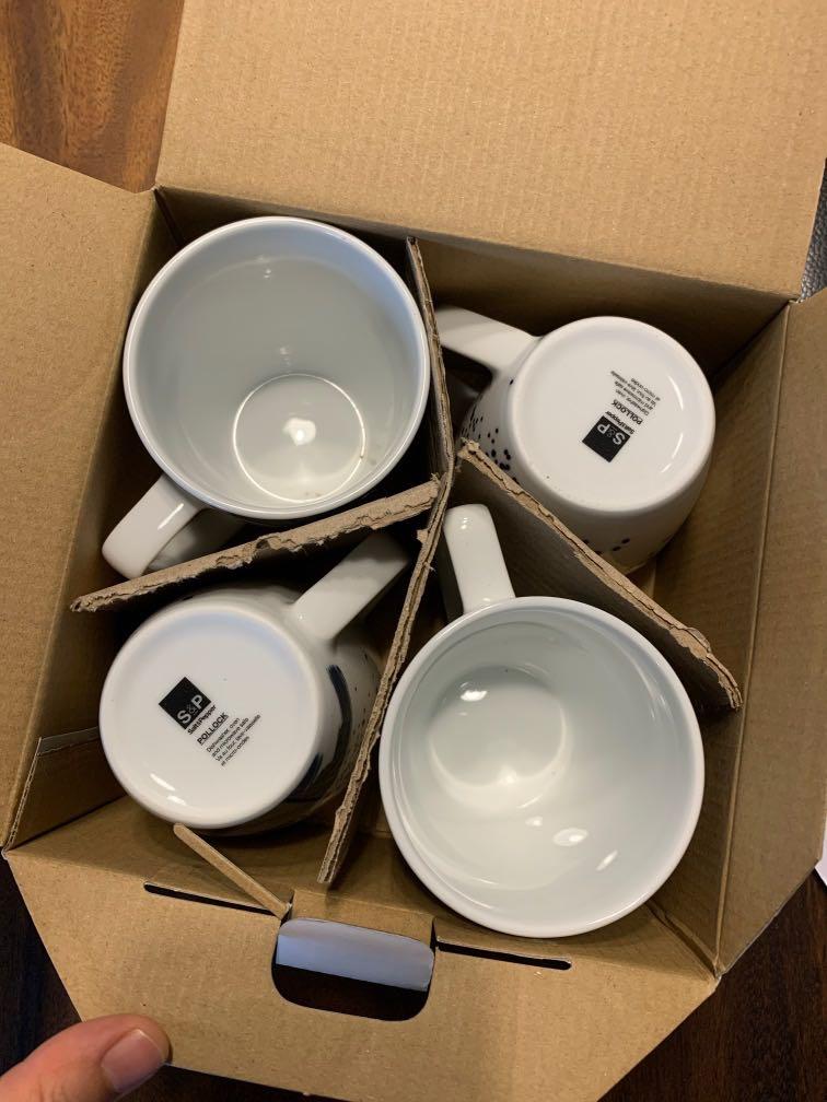 S&P mugs paint splatter box of 4, Furniture & Home Living, Kitchenware