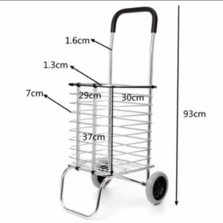 TROLLEY (Category: Storage Boxes & Baskets) located in San Juan City. Submitted by ccmalinao (Listing ID 1015192756, Image 3). Description: Heavy duty Trolley Color:sliver Net Weight:1.696kg(3.73lb) Max Loading CAP.:65kg(143.3lb) Size: Fold:93*42*19cm Unfold:93*42*42cm Stainless steel basket:29*30*37cm Material:aluminum alloy steel tube frame, stainless steel basket 🏷1100 🛵COD, via lalamove.