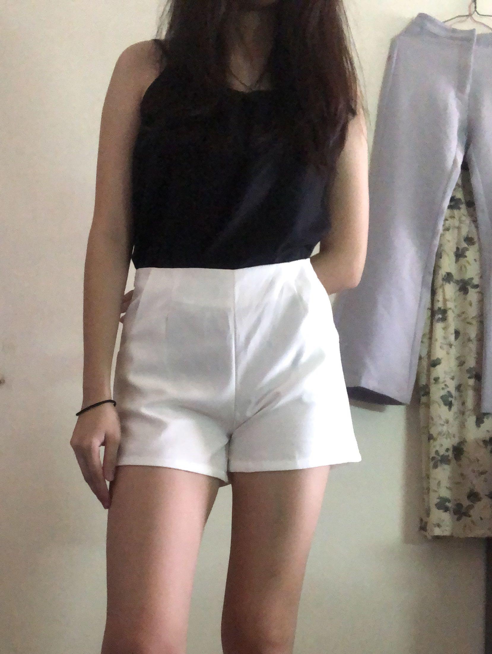 white high top shorts