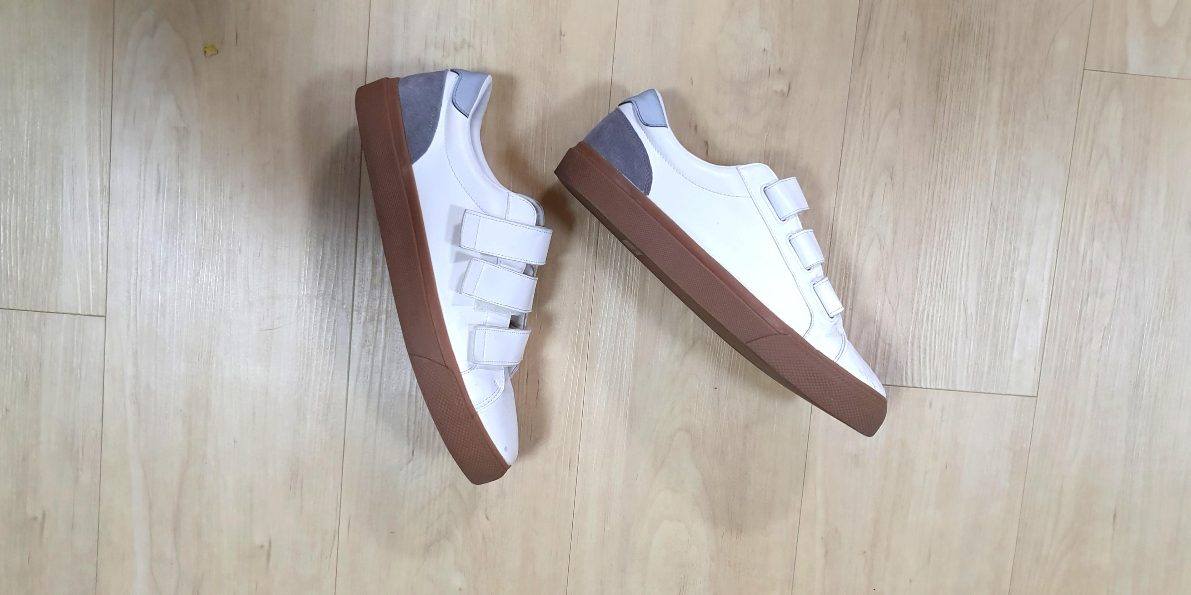ZARA White Leather Velcro Sneakers, Men 