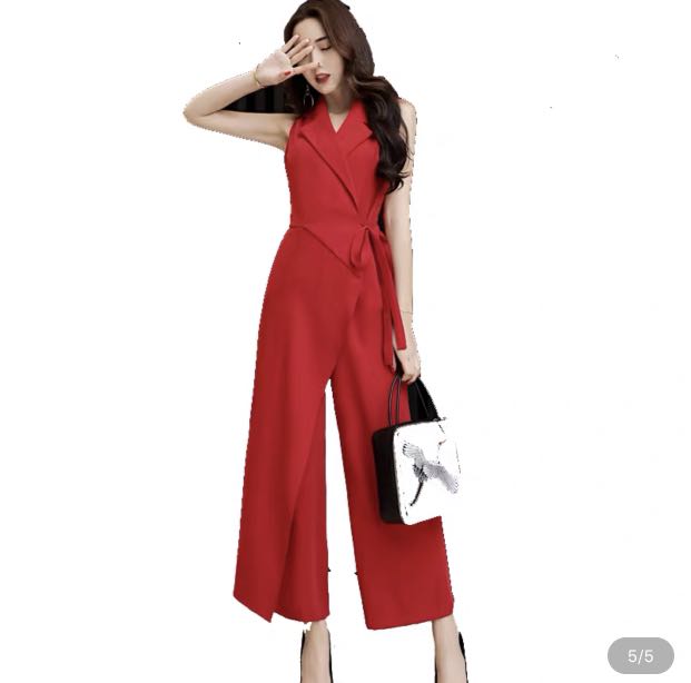 Red jumpsuit formal Clearance