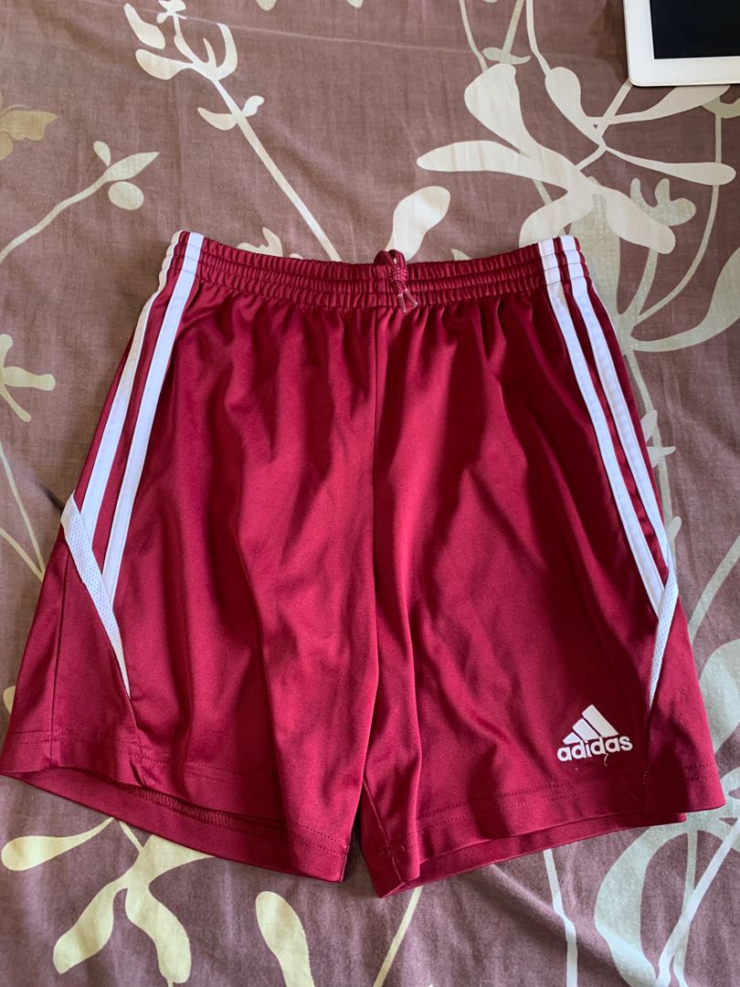 boys red adidas shorts