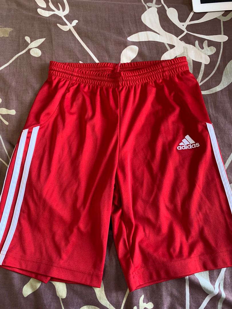 boys red adidas shorts