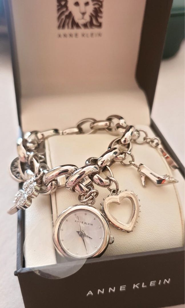 Hearts Charm Bracelet Watch Silver Tone Chunky Chain Bracelet - Etsy