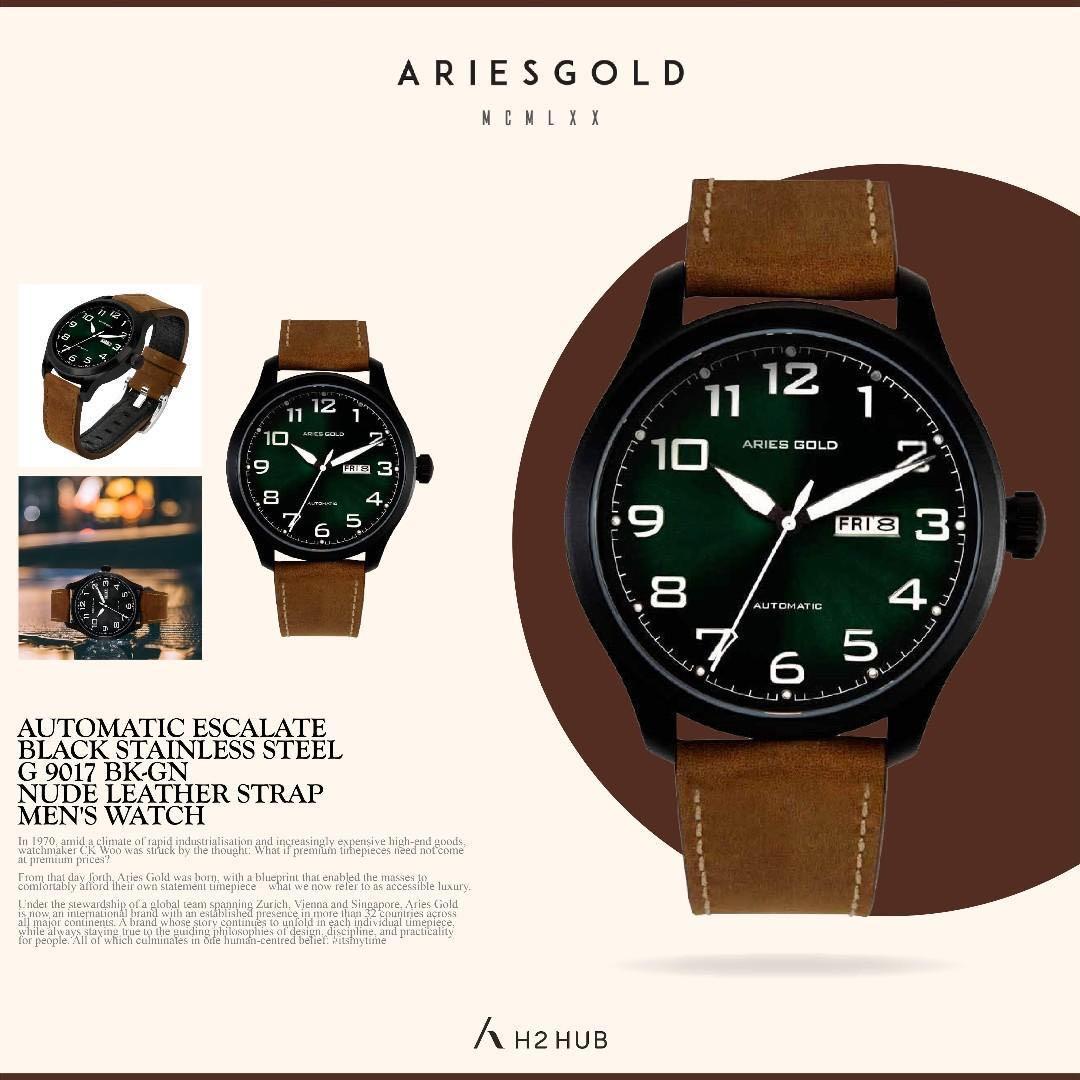 Aries Gold Automatic Escalate Black Stainless Steel G 9017 Black Men S Fashion Watches On Carousell