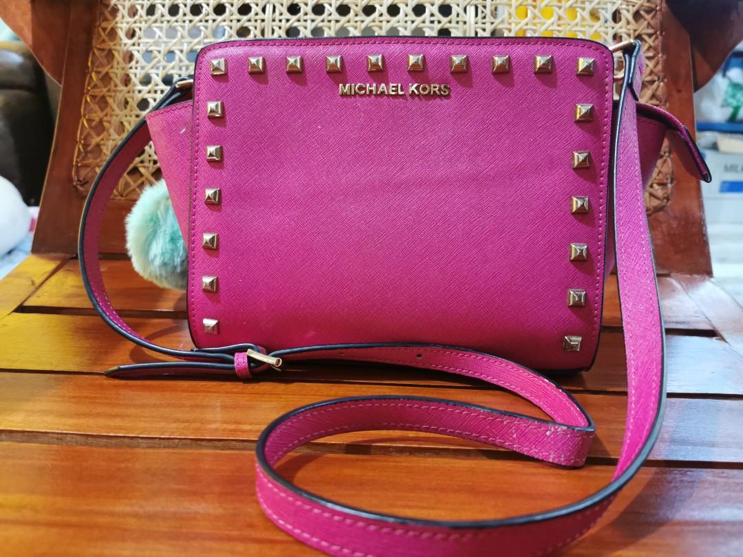 MK pink deals studded bag