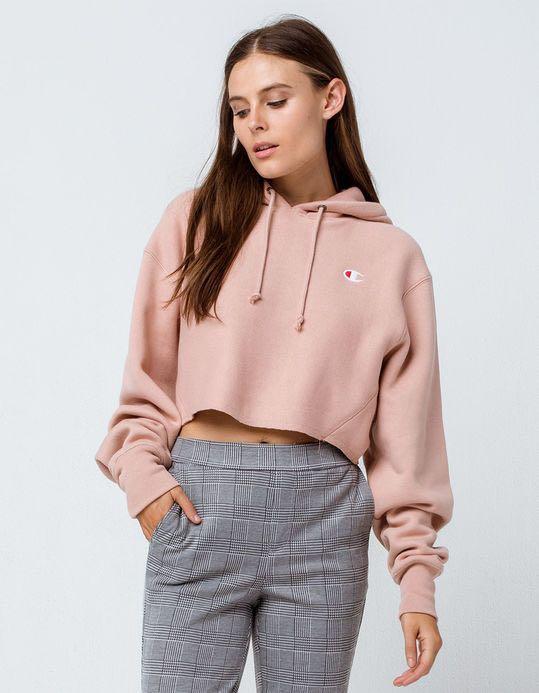 Authentic Champion Pink Cropped Hoodie 