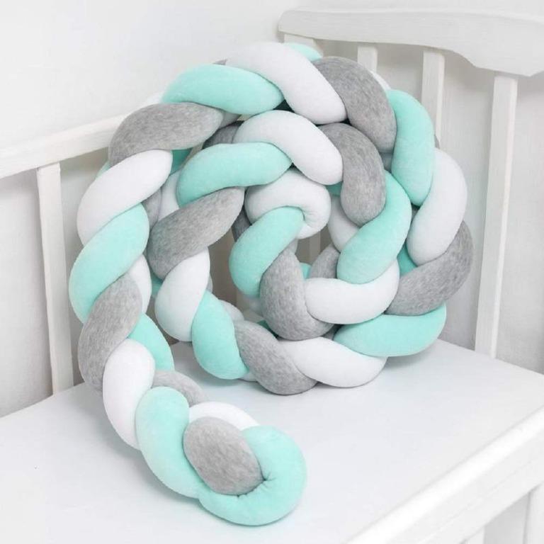 4.4M or 176 in. Long Baby Crib Bumper Knotted Braided Babies