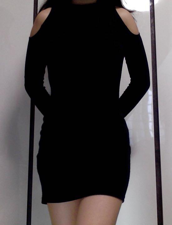 black cold shoulder dress uk