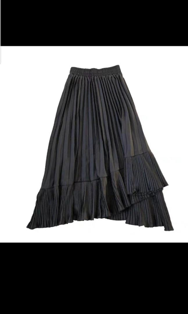Pleats Me Long Skirt Black