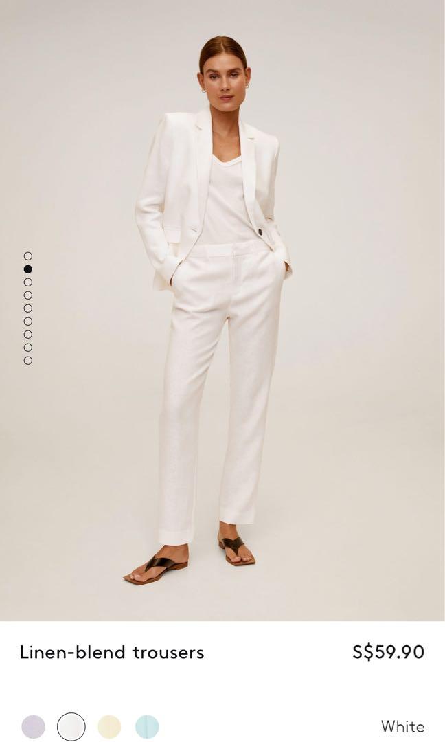 White linen mix best sale trousers