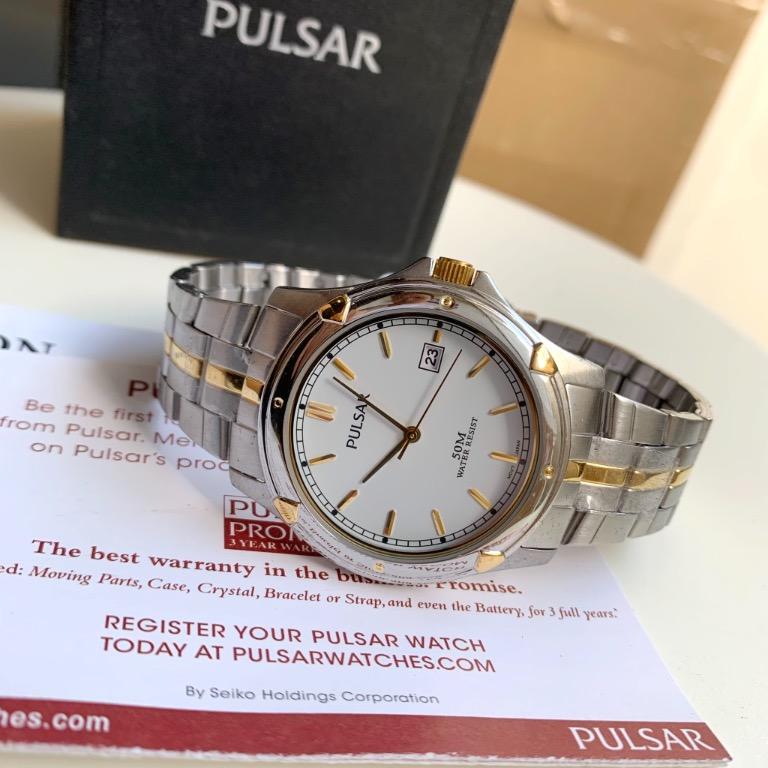 BNEW AUTHENTIC Seiko Pulsar Watch PXH848X Date Dial Two Tone Gold and  Silver Steel P5,750, Men's Fashion, Watches & Accessories, Watches on  Carousell