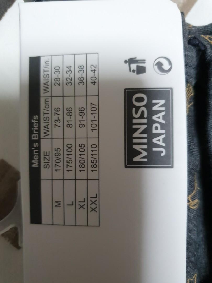 Miniso underwear size chart clearance