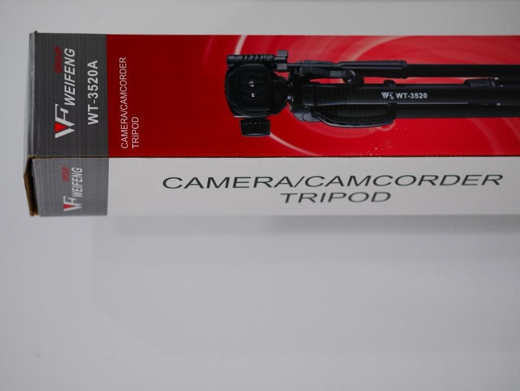 Camera Tripod (Category: Cameras) located in Kuala Lumpur. Submitted by rayoriginal (Listing ID 1015317076, Image 1). Description: New Wei Feng Camera Tripod (lightweight, Strudy, Compact) Fold size : 560mm Extends size : 1400mm Quick release plate with 1/4" screw Geared elevator, quick release plate, 3 way fluid panhead, non slip adjustable rubber feet 3 section aluminum legs with brace Includes carrying case .