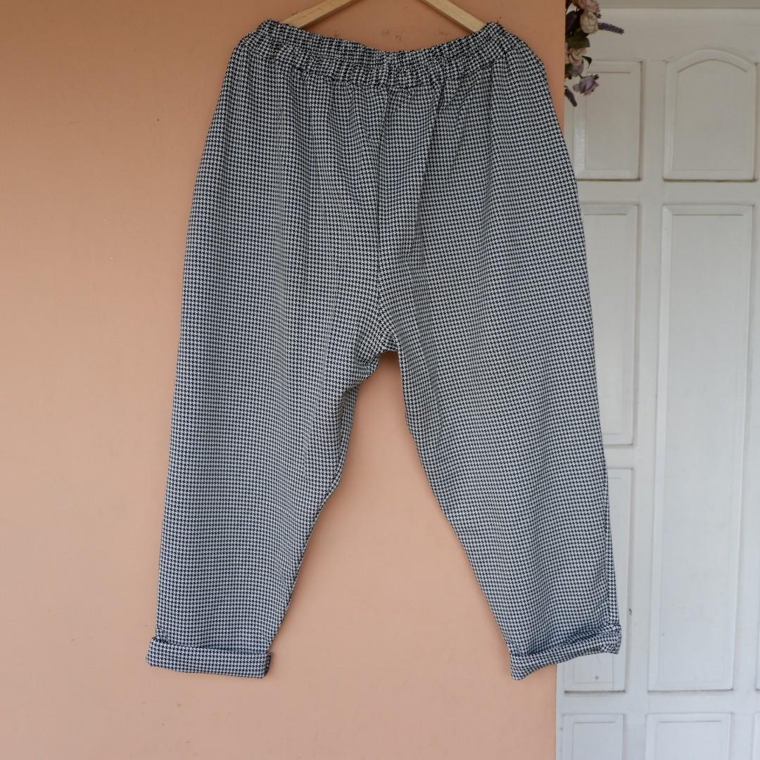 Celana big size | Trousers houndstooth 