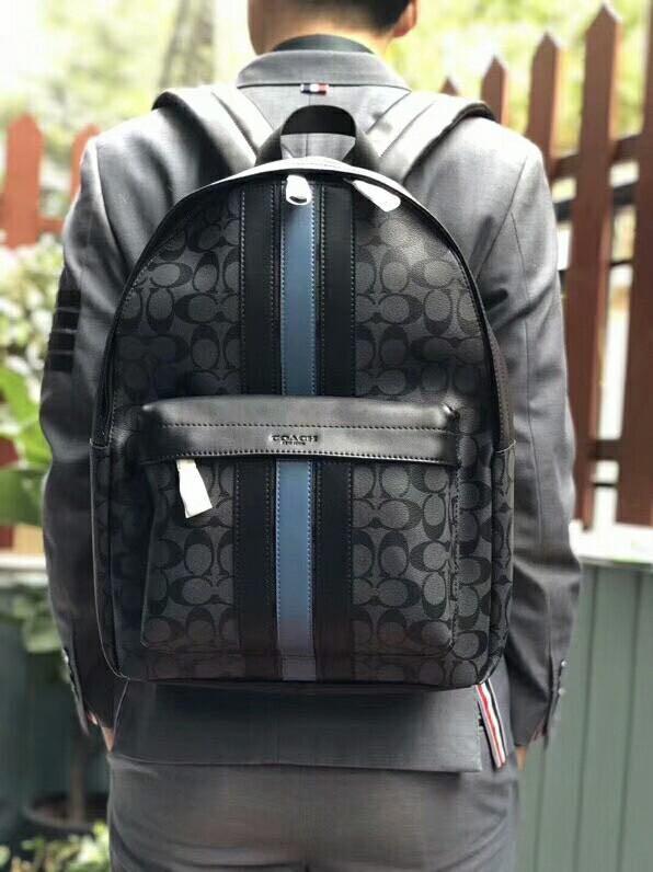 hudson backpack in signature canvas with varsity stripe