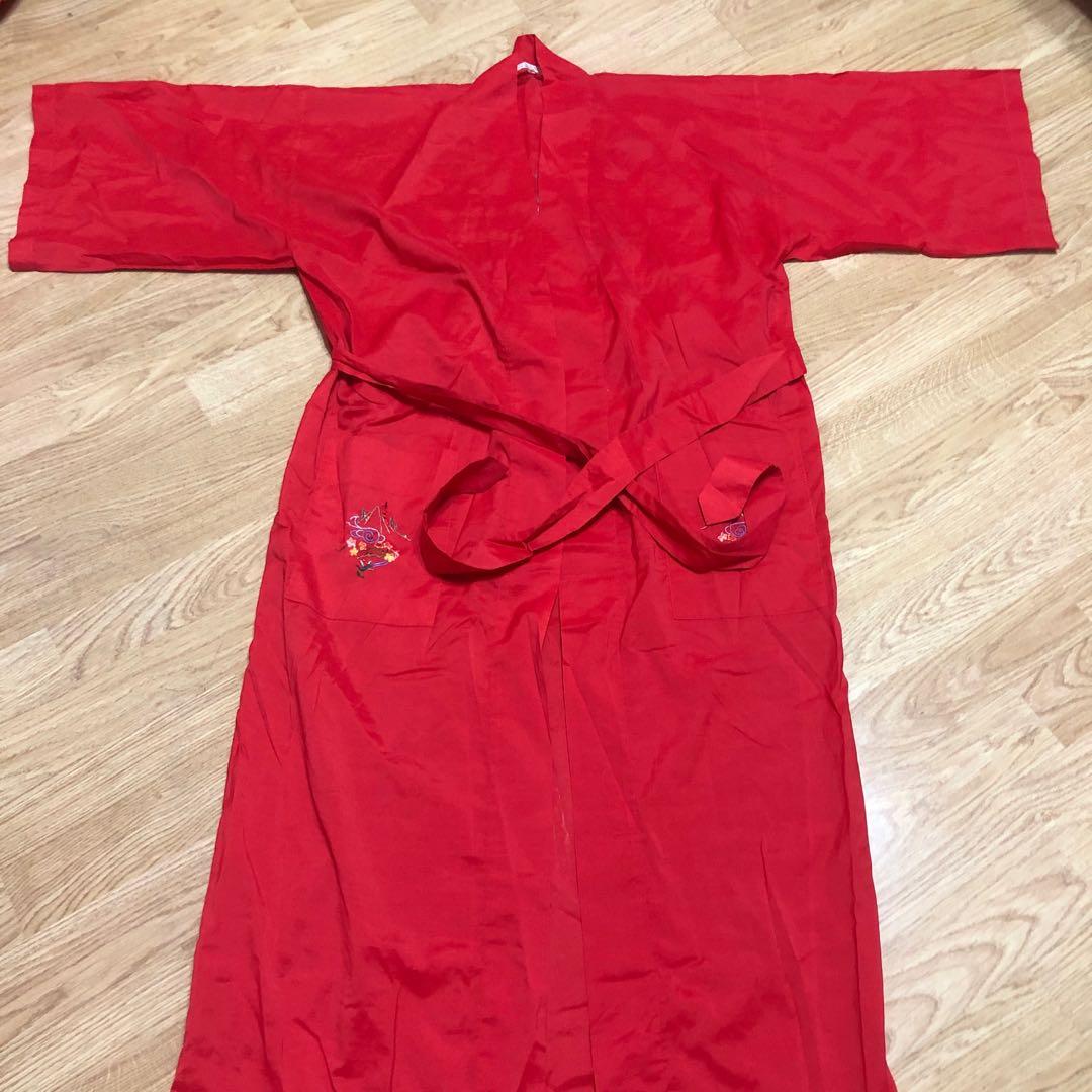 long red kimono robe