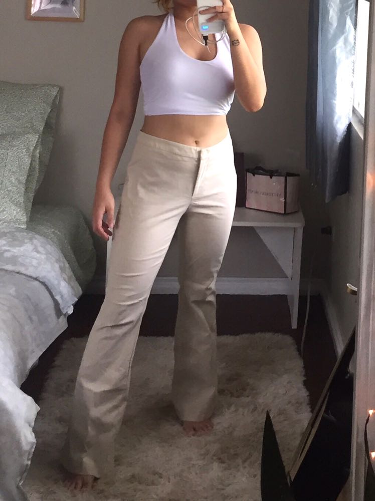 cream flare jeans