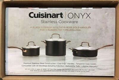 Cuisinart Onyx Black & Rose Gold 12-Pc Stainless Steel Cookware