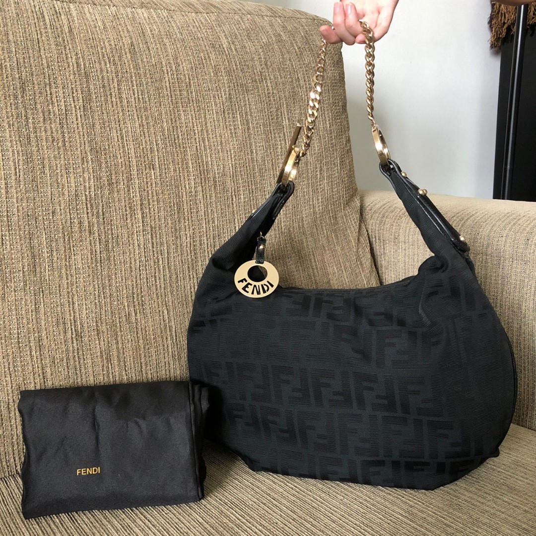FENDI Zucca Canvas Chef Chain Hobo Bag