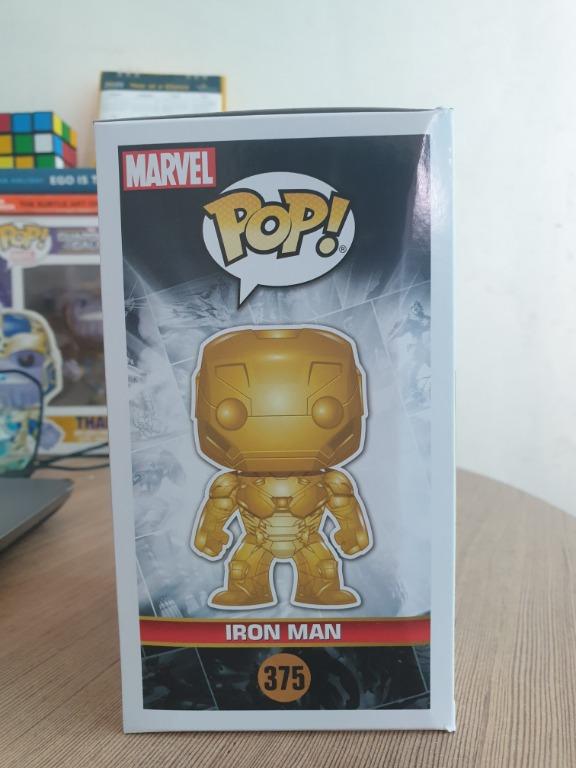 Funko Pop Marvel Studios 10th Anniversary Iron Man (Gold Chrome) #375 (Category: Designer & Blind Box Toys) located in Manila. Submitted by iceman1989 (Listing ID 1015331588, Image 3). Description: Funko Pop Marvel Infinity War Iron Man (Gold Chrome) #375 - P1200 -mint condition, comes with Pop Protector -never out of box.
