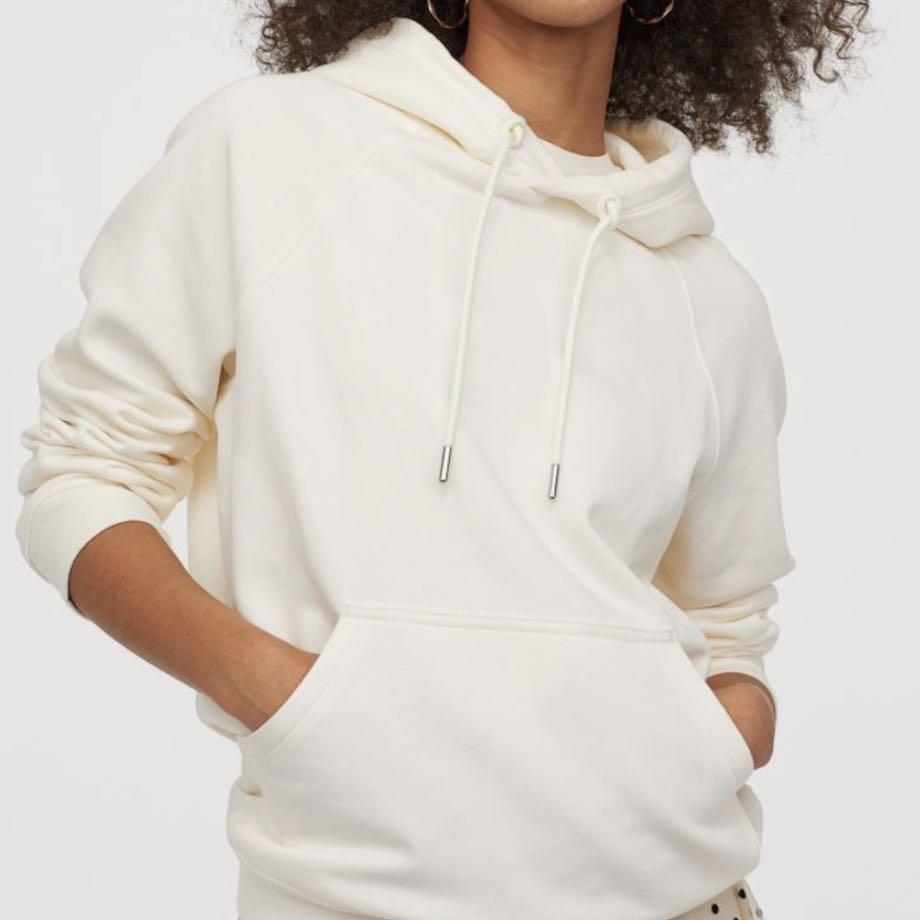 H M Cream White Hoodie