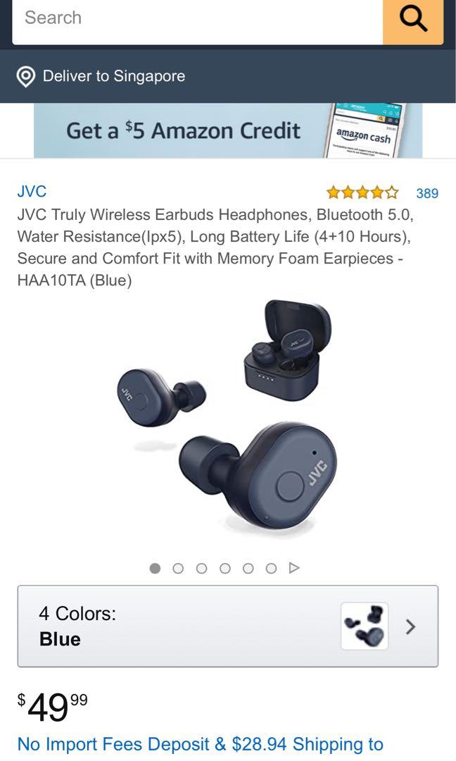 jvc truly wireless memory foam earbuds