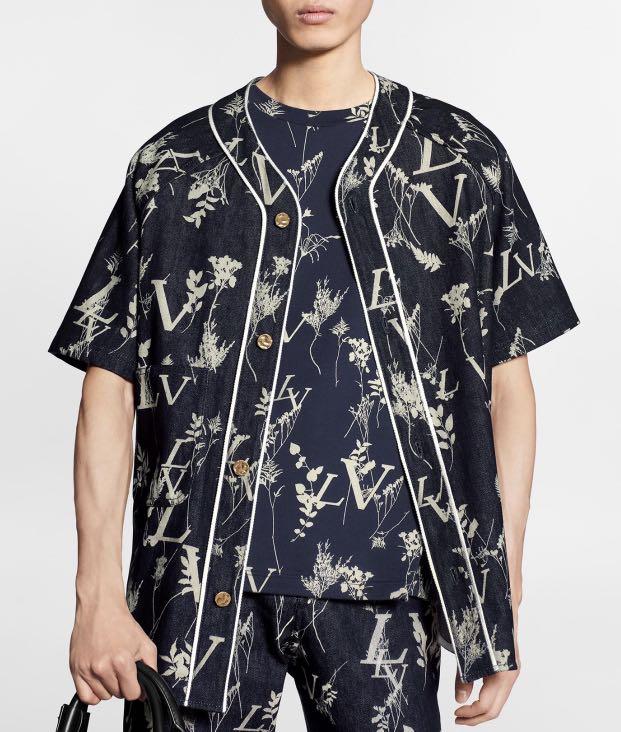 Louis Vuitton leaf denim baseball denim shirt, Luxury, Apparel on Carousell