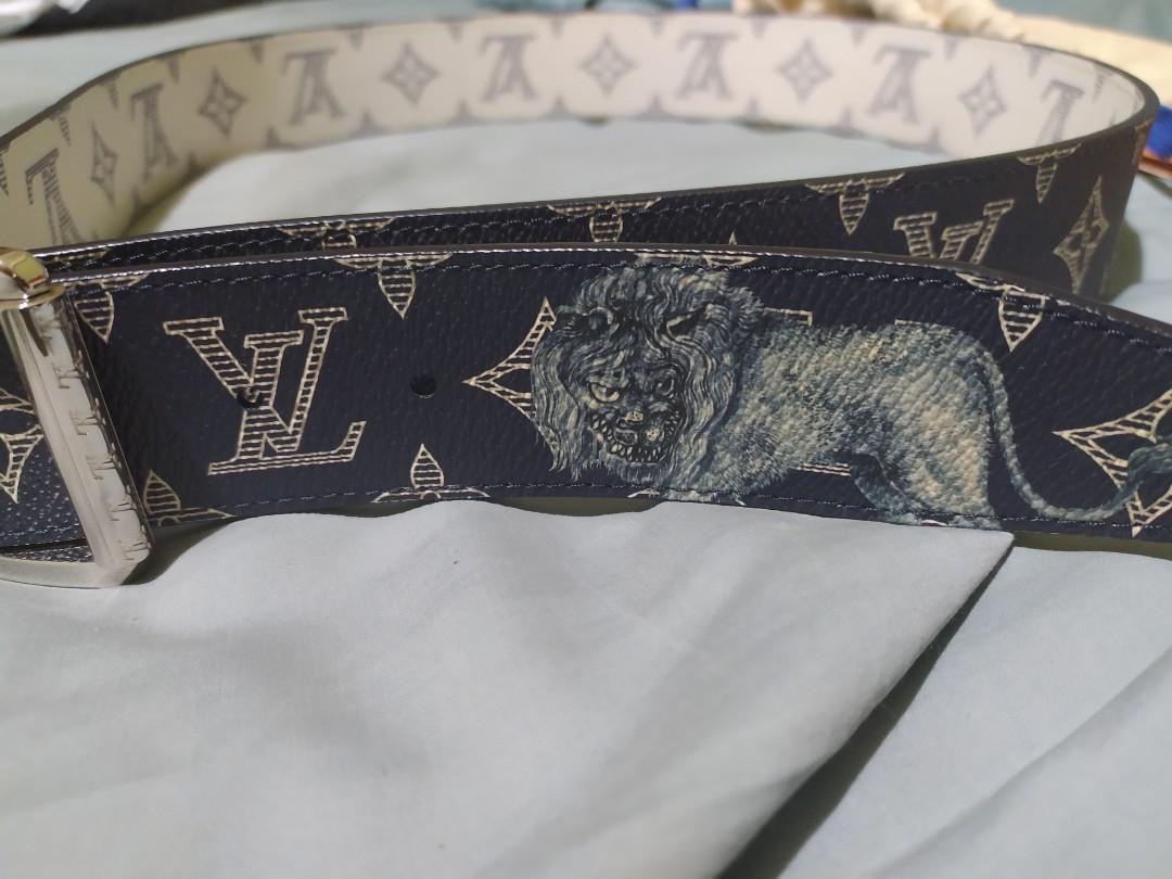 Louis Vuitton Reverso belt Savane Monogram Chapman Ink White/Blue 34-38  inches, Men's Fashion, Watches & Accessories, Belts on Carousell