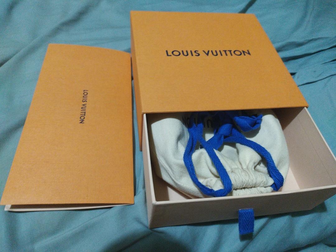 CAJA REGALO VACÍA - Louis Vuitton - Marrón - Cinta azul - 5 7/16 x 3 5/8  x 1 1/8