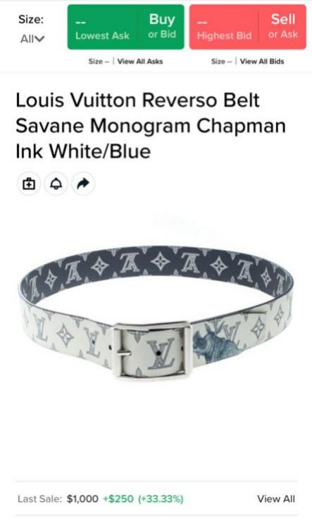 Pre-owned Louis Vuitton Reverso Belt Savane Monogram Chapman Ink White/blue