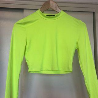 Neon green cropped long sleeve