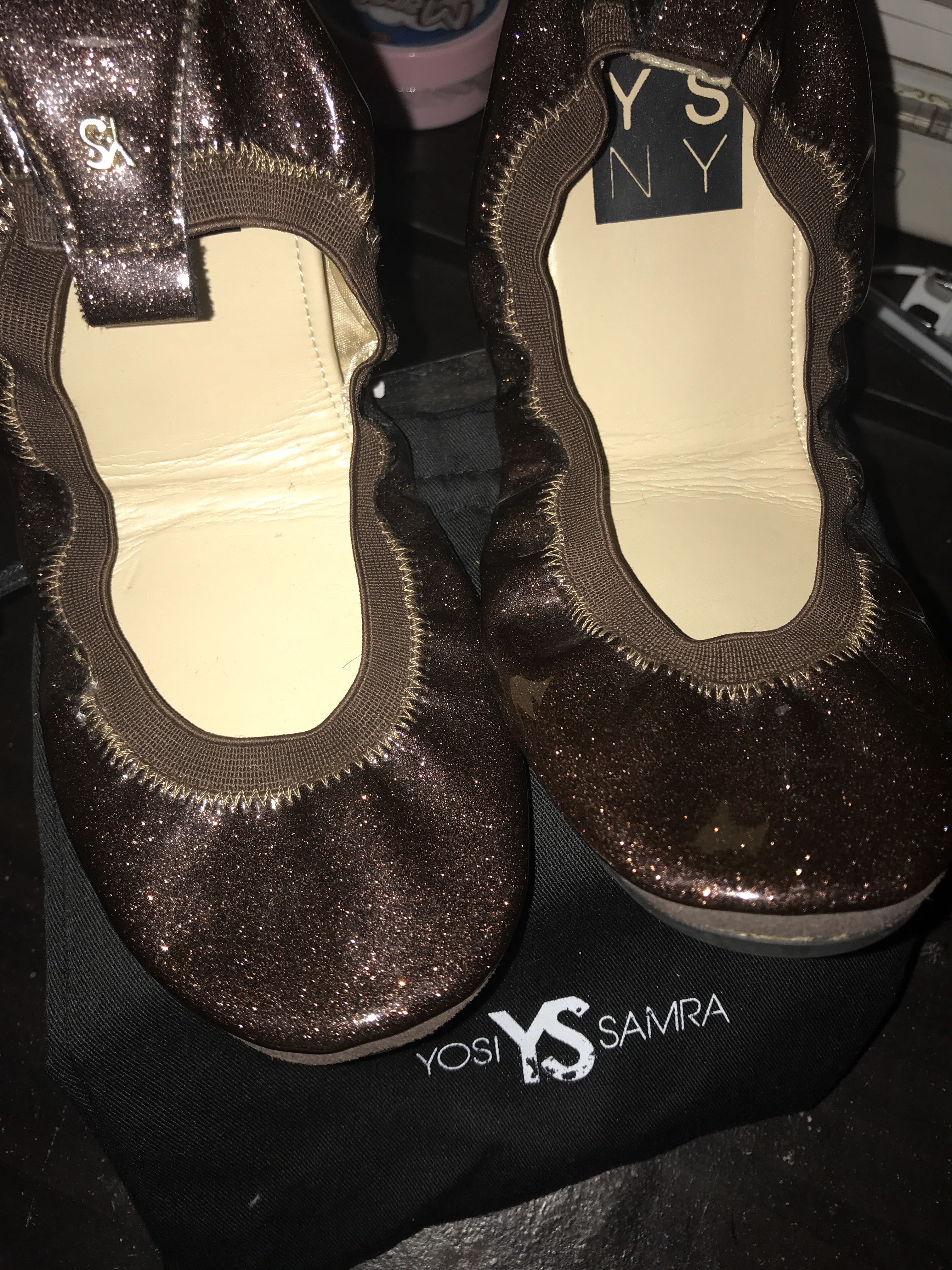 Original Yosi Samra Bronze Glitter Patent Ballet Flats Women S Fashion Footwear Flats Sandals On Carousell