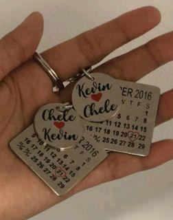 Personalized Couple Calendar Keychain Set