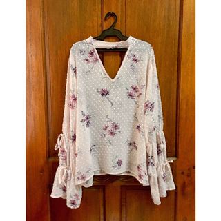 Primark Pink Floral Choker Long Sleeves Top Women S Fashion