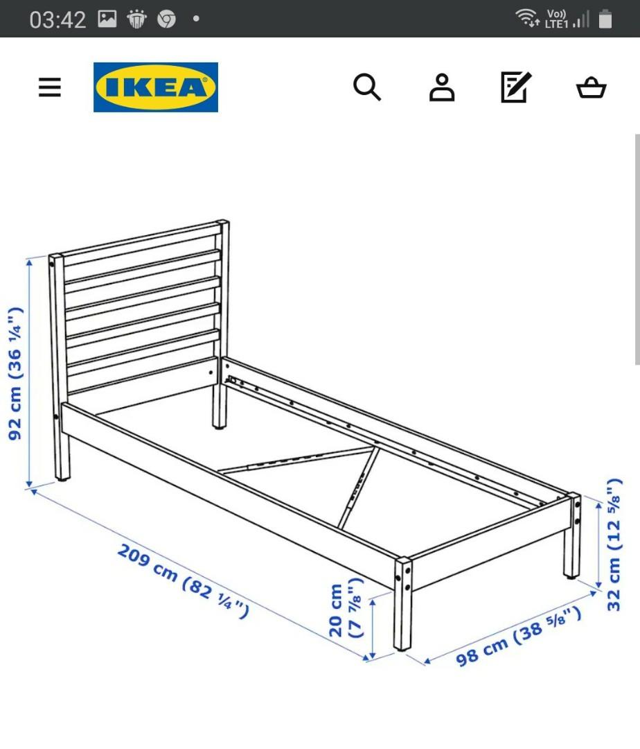 Single Bed Frame IKEA (2 sets), Furniture & Home Living, Furniture