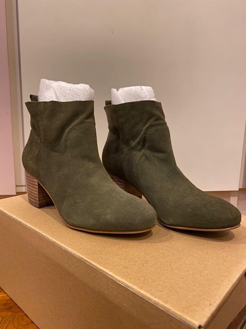 Steve Madden Real Suede Chelsea Booties in Forest Green