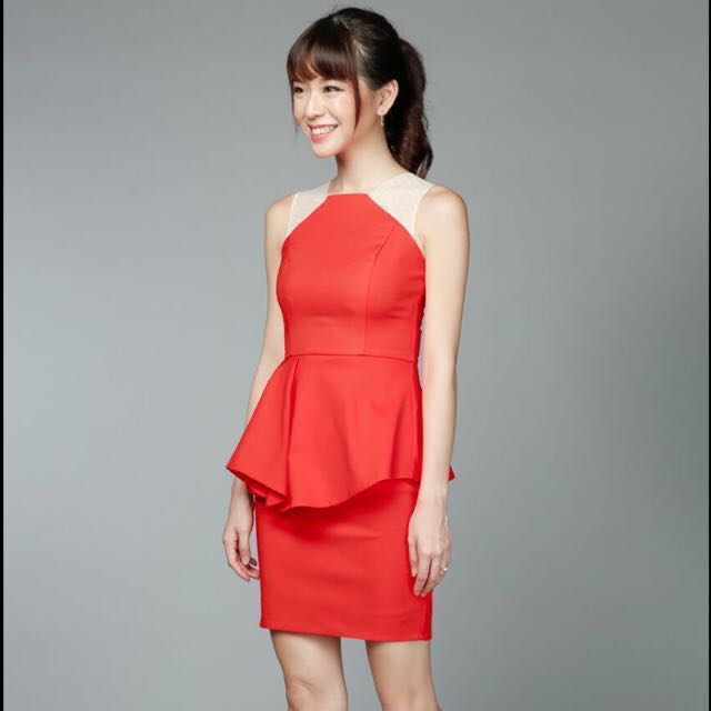 orange peplum dress