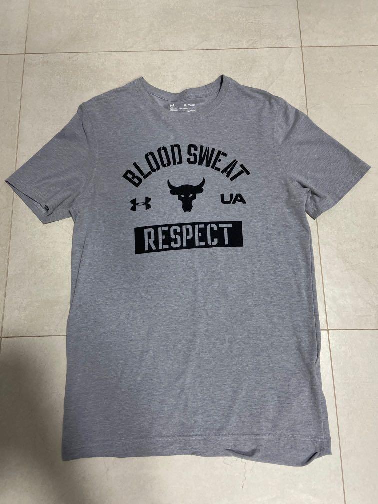 Under armour The Rock Blood Sweat Respect grey tee shirt, Men's