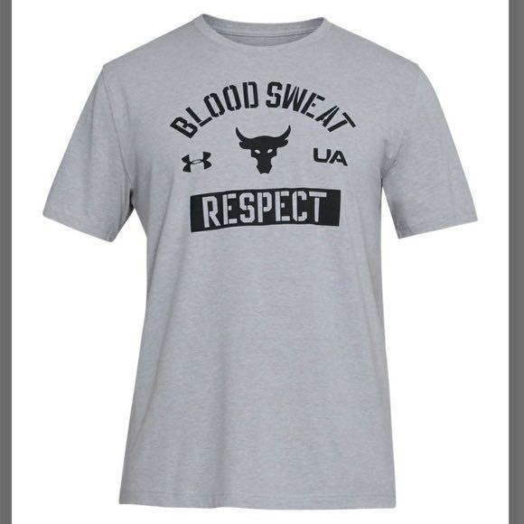 Under armour The Rock Blood Sweat Respect grey tee shirt, Men's