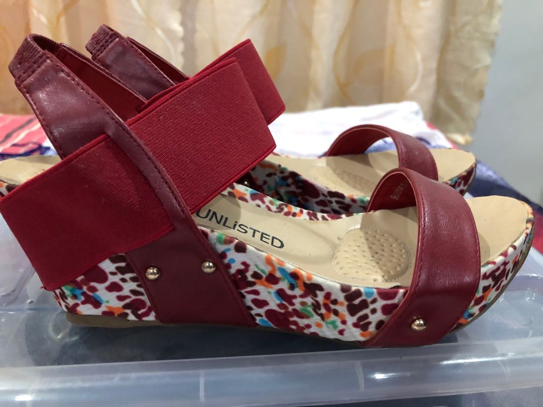 Unlisted Red Wedge Sandals Women s Fashion Footwear Heels on