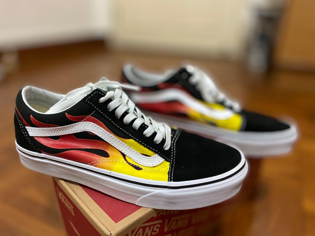 yellow vans with fire