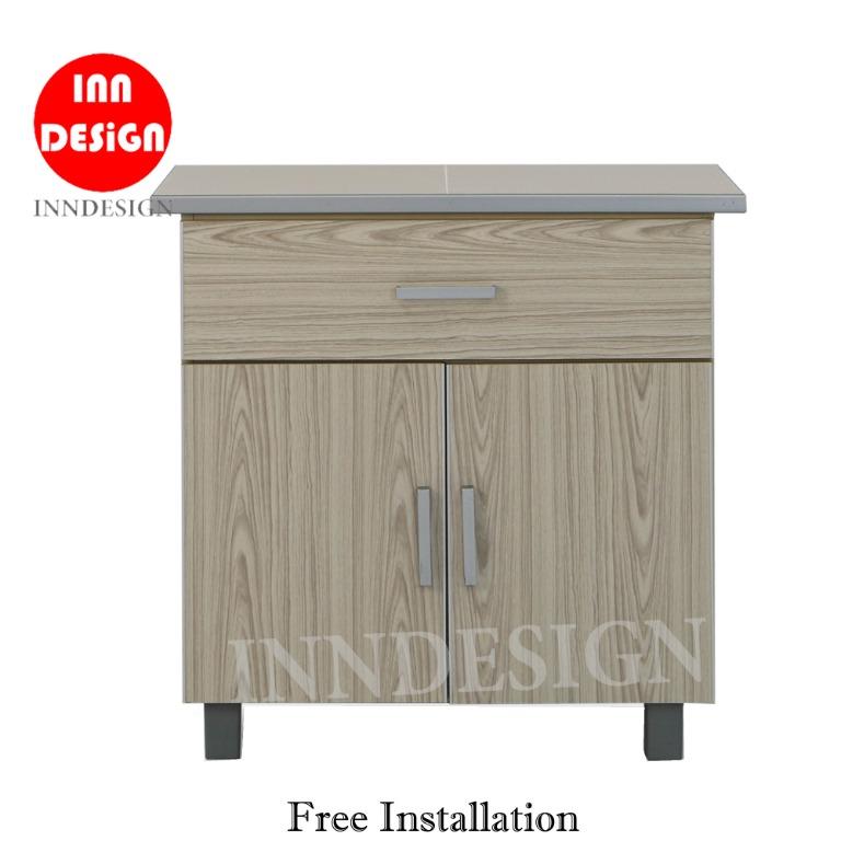 2 Doors Kitchen Cabinet With Tiles Top And Drawer Furniture Shelves Drawers On Carousell