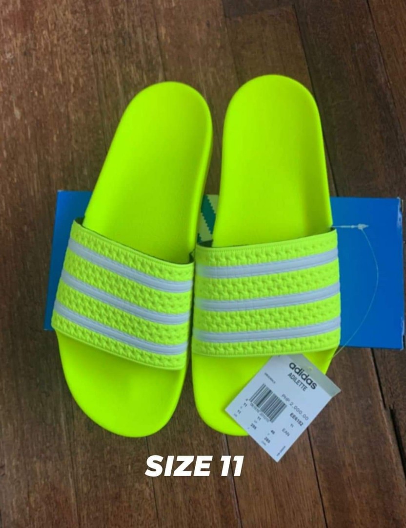 adidas neon slippers