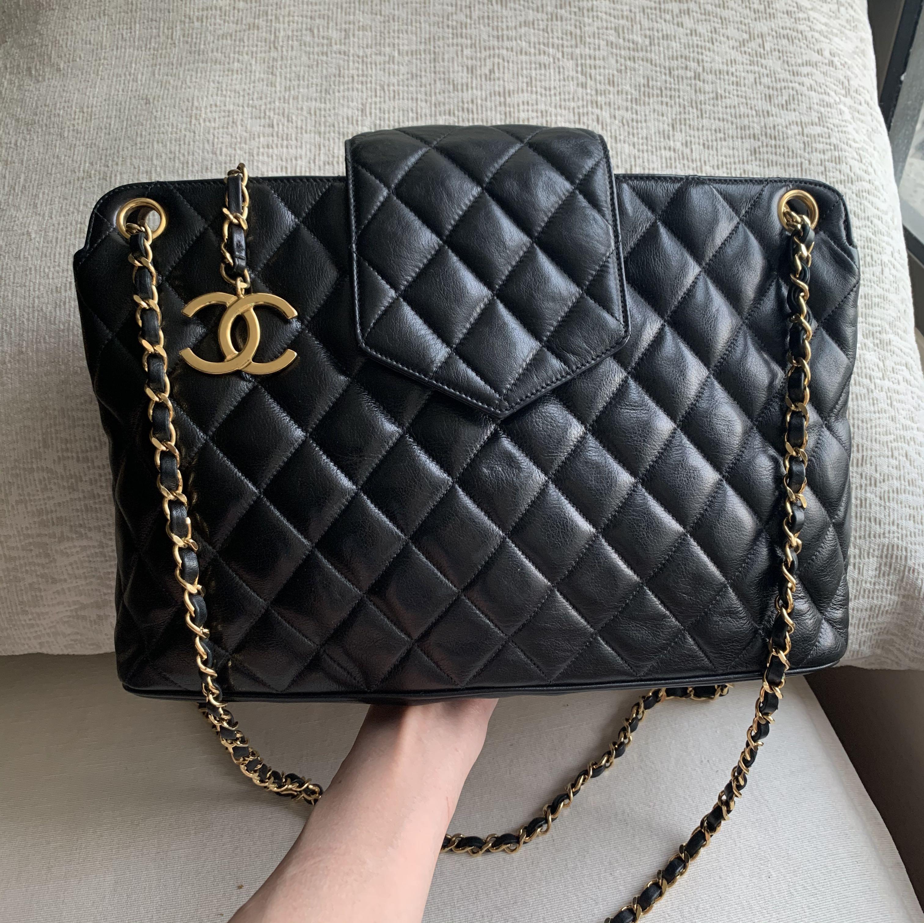 Chanel Tri compartment flap bag Black