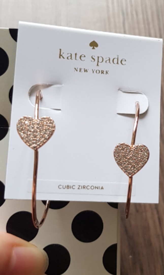 Brand new Kate spade Yours Truly pave heart rose gold hoop