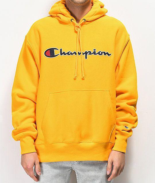 cheap yellow champion hoodie