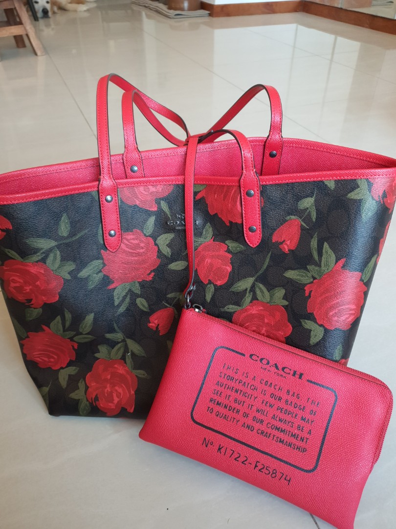 Coach Floral Tote Bag Reversible Women s Fashion Bags Wallets