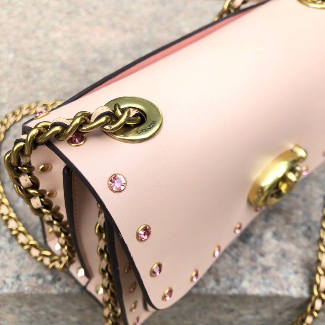 Coach crystal border rivets deals parker 18 shoulder bag