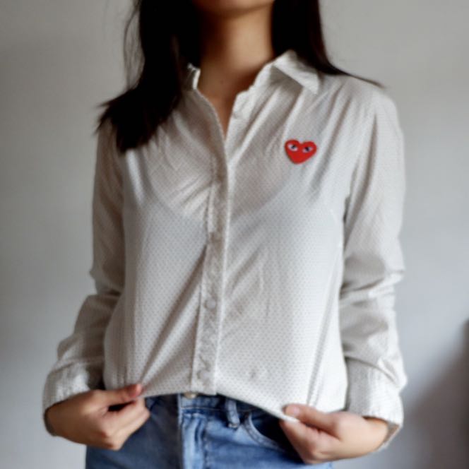COMME des GARCONS White Button Down Women s Fashion Tops Others Tops on Carousell
